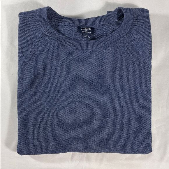 J. Crew mens slate blue lightweight cotton crewneck long sleeve sweater - size L - Picture 8 of 8